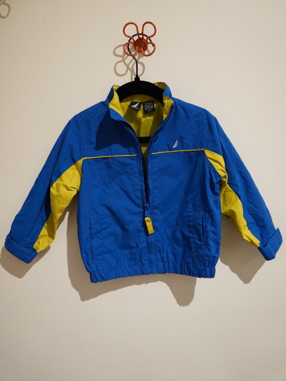 Nautica Windbreaker Shell Light Jacket 18M Water Resistant Blue Yellow Zip Up